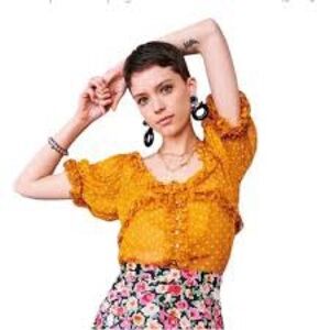 Sezane Wood Blouse in Saffron